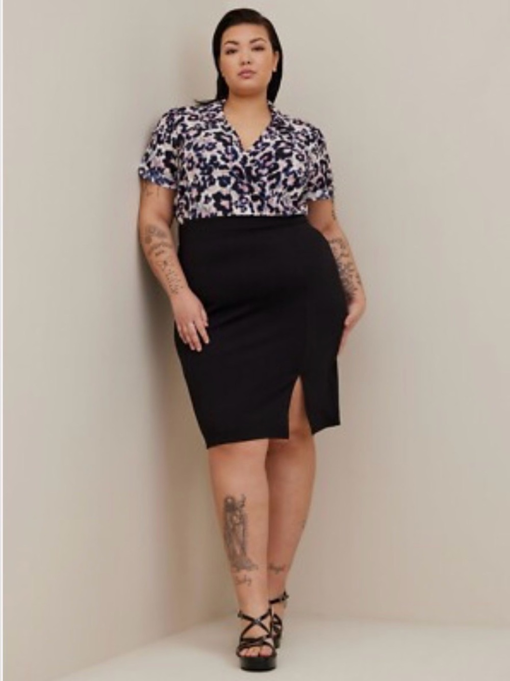 Torrid Pink and Navy Leopard-Print Dress